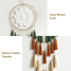 Artilady Macrame Dream Catchers for Bedroom - Tassel Wall Hanging Handmade Dreamcatchers Home Decor with Tassel Feather Ornament Craft Blessing Gift (Green Mix)