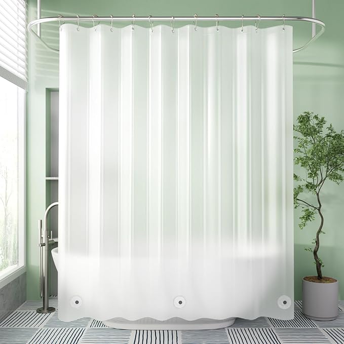 AmazerBath Shower Curtain Liner, 72x72 Plastic Frosted Shower Liner, Cute PEVA Shower Curtain Liners, Waterproof Vinyl Shower Curtain Liner with 3 Magnets, Lightweight Shower Curtains for Bathroom
