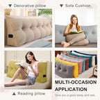 Large Triangular Headboard Pillows Long Backrest Positioning Support Bolster Cushion for Daybed Fluffy Quality Plush Body Wedge Pillow with Removable Cover(Pink -Twin/Twin XL-39x8x20 in)