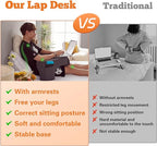 Lap Desk Pillow for Laptop, Reading Pillow for Gaming with Pockets, Soft Lap Desk for Couch, Memory Foam Laptop Pillow for Working, Crocheting or Sitting in Bed Sofa(Dark Grey)