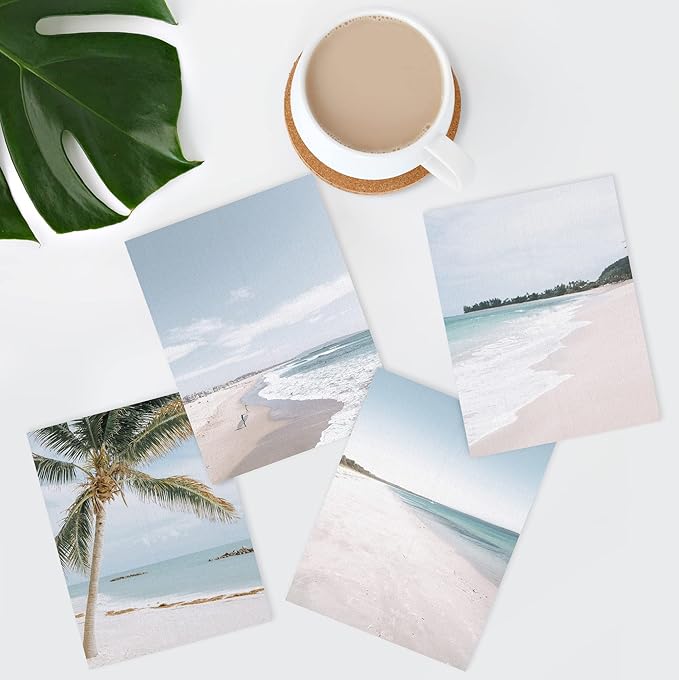 SIGNWIN Poster Bathroom Decor 8"x10"x 4, Wall Art Room Decor Multicolor for Living Room, Bedroom, Office White White Beach Shore Tropical Palm Tree Island Nature Wilderness Realism Landscape