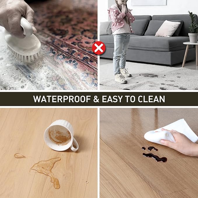 3'x6' Vinyl Runner Rug for Hallway, Clear Waterproof Kitchen Mat for Floor, Non-Slip Plastic Floor Mat for Entryway, Easy Clean Durable Area Mat for Bedroom, Laundry Room