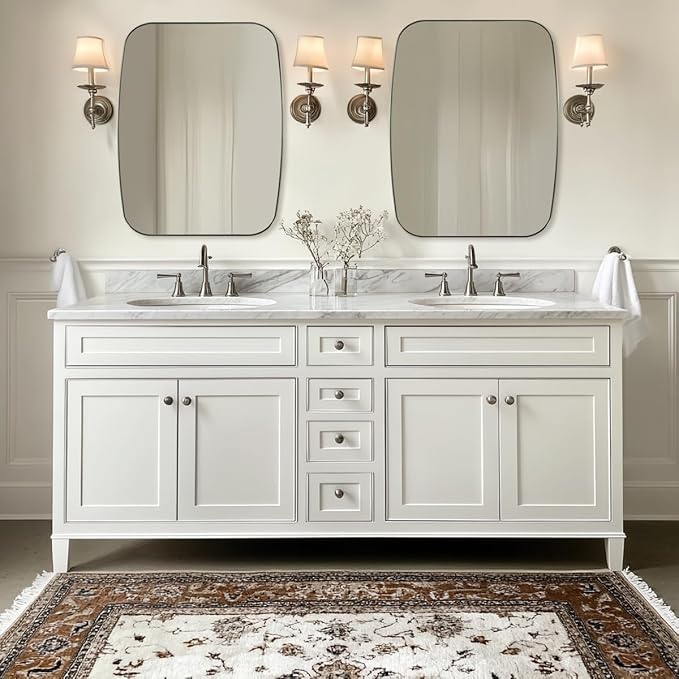 ANDY STAR Brushed Nickel Oblong Mirror, 36x48 Inch Brushed Nickel Oval Mirror for Bathroom with Stainless Steel Metal Frame, Wall Mouned for Bathroom, Living Room, Entryway