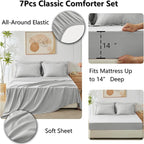 CozyLux Queen Comforter Set Light Grey - Bed in a Bag Queen Size 7 Pieces, Luxury Soft Bed Set for All Seasons, Bedding Set with Down Alternative Comforter, Sheets, Pillowcases & Shams