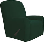 Easy-Going 4 Pieces Oversized Recliner Stretch Sofa Slipcover Sofa Cover Furniture Protector Couch Soft with Elastic Bottom,Polyester Spandex Jacquard Fabric Small Checks Dark Green