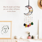 Rainbow Agate Gemstone Big Dream Catcher 7 Chakra Tree of Life Dream Catcher with Crystal Stones Handmade Dreamcatcher Wall Decor for Adults Boys Girls,Bedroom,Garden,Bless Gift(Large Colorful Moon)