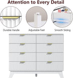 Fluted Dresser for Bedroom,8 Drawer Dresser for Closet,Storage Cabinet and Chest of Drawers with Gold Handle,TV Stand,Storage Organizer for Living Room,Hallway,Entryway,White