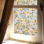 Window Film, Decorative Rainbow Yellow Flowers Stained Static Glass Window Clings Stickers for Home Office Living Room Bedroom Glass Windows Door Decor 17.72 x 39.37 Inches