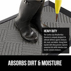 GORILLA GRIP 100% Waterproof All-Season WeatherMax Doormat US Designed Natural Rubber, Stain and Fade Resistant, Low Profile Indoor Outdoor Door Mats, Easy Clean Patio Mat, 17x29, Steel Diamond