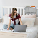 Bedside Caddy, Bed Organizer with 11 Pockets and Power Strip Holder,Versatile Bedside Storage Caddy for Home,Dorm,Bunk,Hospital,Crib Bed (Grey)