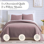 Southshore Fine Living, Inc. Full/Queen Quilt Set, Full Size Quilts with 2 Matching Pillow Shams, Lightweight Quilt Coverlet, Lightweight, Easy Care Machine Washable Queen Size Bedspread, Lavender