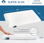 Bluewave Bedding Super Slim Gel Memory Foam Pillow for Stomach and Back Sleepers - Thin, Flat Design for Cervical Neck Alignment and Deeper Sleep (3.25-Inches Height, Standard Size)