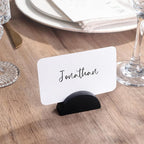 UNIQOOO 10 Set 2" Arch Black Birch Wood Stand with Cards |1.2mm Slot, for Name Cards, Place Card Holder, Photo Display Stand | for Event Decor, Retail Shop, Cafe Restaurant Menu, Business Card, Name Tag