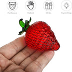 Glass Red Strawberry Figurine Crystal Fruit Collectibles Art Glass Fruits Decoration for Home Office Strawberry Kitchen Decor for Women