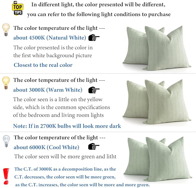 24x24 Pillow Covers Set of 2 Euro Sham Pillow Covers Cotton Euro Pillow Shams, Boho Throw Pillow Covers Large Decorative Square Pillowcase for Couch Bed, Sage Green