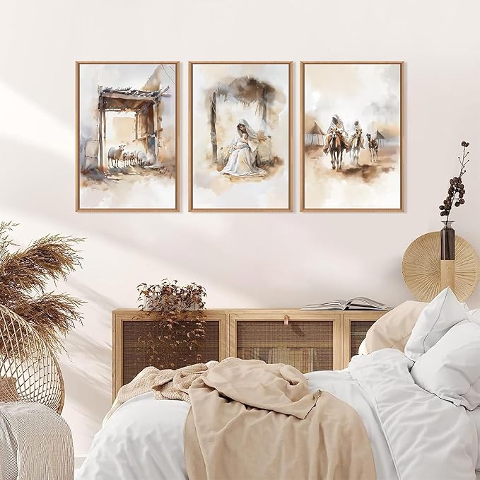 HPINUB Jesus Easter Framed Canvas Wall Art Set,Large Religious Christian Bible Verse Wall Decor,Resurrection Sunday Artwork for Living Room,Church Christian Easter Gift -24"x36"x3