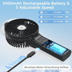 COMLIFE Portable Handheld Misting Fan, 3000mAh Rechargeable Battery Operated, 180° Foldable, Mini Personal Fan with Water Sprayer for Travel, Makeup, Home, Office, Camping, Outdoors