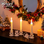 Hewory Glass Taper Candle Holders: 10PCS Clear Candle Holder Candlestick Holders, Crystal Ribbed Candle Sticks Holder Decor for Table Centerpiece Wedding Advent Wreath Christmas Thanksgiving Dinner