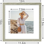 Vittanly 12x12 Picture Frames Set of 9, Shatter Resistant Plexiglass, Display 8x8 Pictures with Mat or 12x12 without Mat, Photo Frames for Wall Mount, Engineered Wood, Driftwood