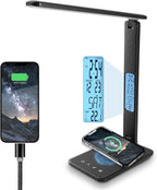 Desk lamp,LED Lamp with Wireless Charger,USB Charger Port,Touch Control,3 Color Modes,5 Brightness Levels,Eye-Protecting Table Lamp,Led Lights for Bedroom,Home,Office,Black