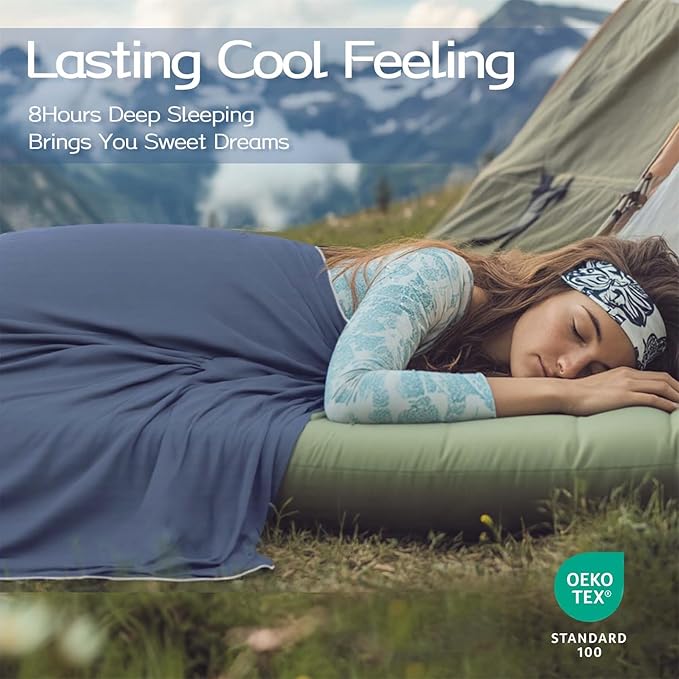 King Cooling Comforter with Tencel™ Fill for Hot Sleepers & Night Sweats - Lightweight, Breahtable,Double-Sided Cold Blanket All Season Thin Bedding (Blue, Cali King 106"x 90")