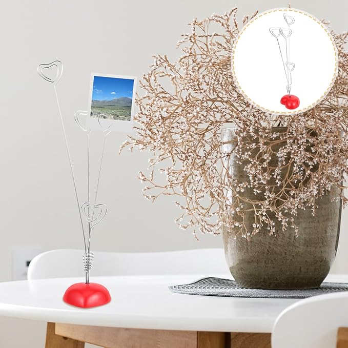 Tinksky Picture Stand-4 Clip Heart Photo Holder Card Note Memo Clip Tree Place Cards Holder