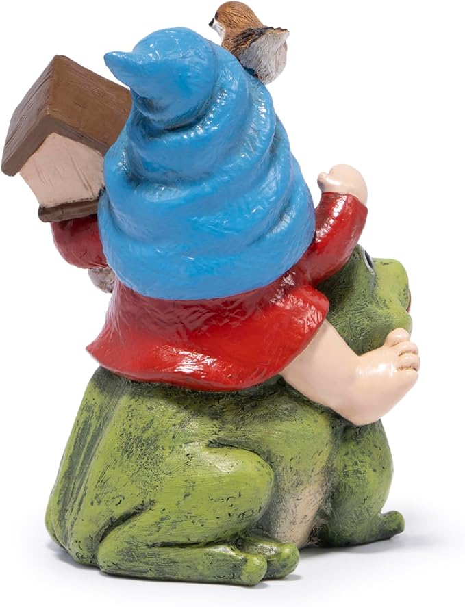 Hodao Spring Garden Gnome Decoration Flower Animal Ornaments Decor Gifts Spring Gnomes for Garden Decorations Summer Elf Figurine Gifts for Mom Outdoor Decor (Blue)