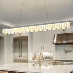 Modern Pendant Lights Kitchen Island, 50" Minimalist Dimmable LED Linear Light Fixture Silvery Gray Aluminum Bar Lights Hanging for Dining Room, Kitchen, Restaurant, Living Room