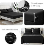 JOLLYVOGUE King Comforter Set, Ultra-Soft Bed in a Bag King Size 7 Pieces, Oeko-TEX Certified Bedding Set with Down Alternative Comforter, Sheets, Pillowcases & Shams, Black