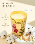 M&SENSE Extra Large Candle Orange Goji Scented, 3-Wick 35oz 150H Long Lasting, Natural Soy Wax Aromatherapy Candle for Stress Relief, Home Fragrance Housewarming Gifts Candle for Home Decor