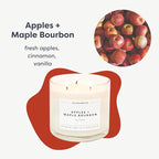 Calyan Wax Co. 3 Wick Candle, Apples + Maple Bourbon Scented Candle, 43 Hour Burn Time, 3 Wick Soy Candles, Non Toxic & Vegan Soy Wax, Glass Jar Scented Candles, 14.9oz