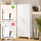 White Pantry Storage Cabinet,71" Kitchen Pantry with Doors and 4 Adjustable Shelves, Metal Storage Cabinet, for Office, Home, Garage, School