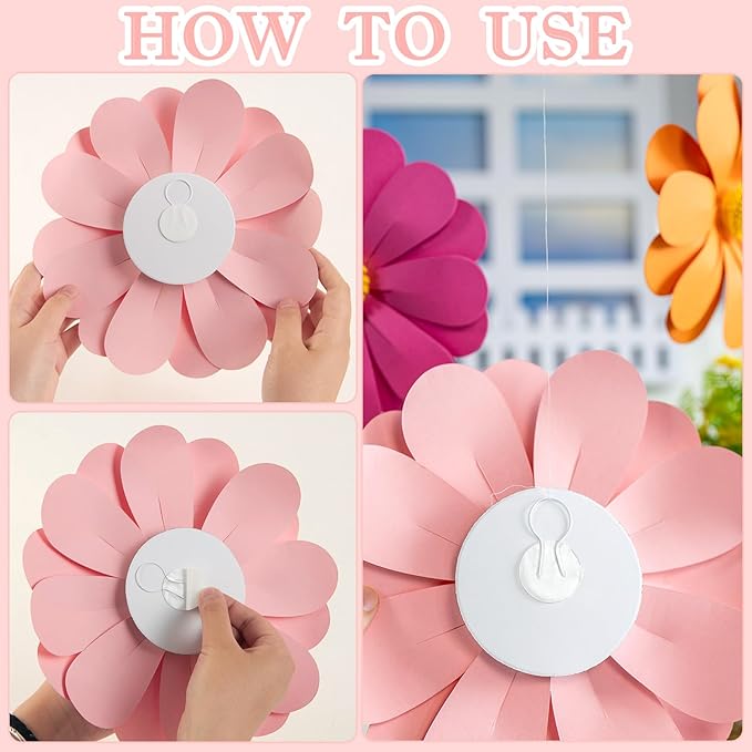 Paper Flowers Decorations for Wall, 3D Handmade Artificial Flowers for Wall Decorations, Pink Orange White, for Baby Girl Nursery Room Bulletin Board Decoration