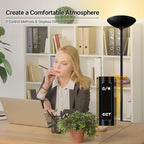 BoostArea Dimmable Floor Lamp,30W 3000LM Super Bright LED Torchiere Standing Lamp with Remote & Touch Control,71 in Tall Pole Sky Modern Floor Lamps for Living Room Bedroom Office,2700k-6500k,Black