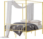 VEVOR Canopy Bed Frame Full Size, Metal Canopy Bed with Minimalist Headboard & Four Posters Design, Heavy Duty Steel Slats Support, Underbed Storage Space, No Box Spring Needed, Easy Assembly, Gold