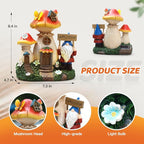 Solar Garden Statue Lights Mushroom Fairy House Figurine, Outdoor Memorial Garden Ornaments Waterproof Decoration for Outside Patio Yard Lawn Decor