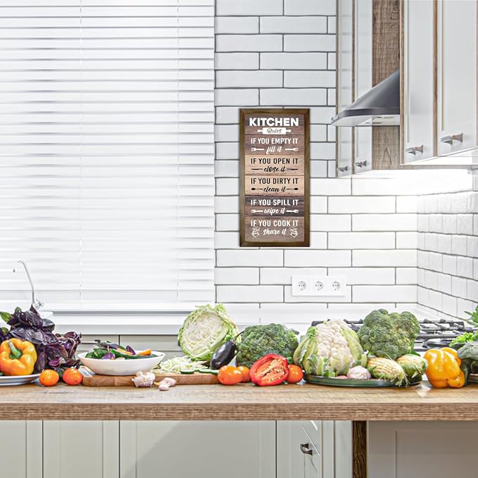 Kitchen Decor Wall, Rustic Kitchen Decorations, Kitchen Frame Décor, Kitchen Rules Sign, Kitchen Wall Décor, Kitchen Decor and Accessories, Farmhouse Kitchen Frame Sign, Rustic Kitchen Door Rules Sign