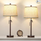 Table Lamps Set of 2, 22" to 30"Adjustable Height Bedside Lamps for Living Room 3 Color Temperatures Tall Nightstand Lamps Modern Brown Table Lamp for Bedroom Office End Table (Bulbs Included)