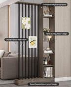 Wall Room Divider, Storage Cabinet Storage Display with Shelves, Modern Freestanding Wood Room Divider Screen, Wall Privacy Screens for Home Decorative (Grey Oak+Black,55" L x 9.5" W x 79.5" H)
