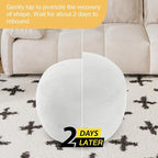 MeMoreCool Round Stuffed Pouf Ottoman Foot Rest, Floor Pouf Foot Stool with Soft Foam Chunk Filling, Small Round Ottoman Footstool Circle Footrest for Living Room, Off-White