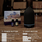 200ML Ceramic Essential Oil Diffuser - Ultrasonic Aromatherapy & Humidifier with 7-Color LED Lights, Auto Shut-Off, Black, 1H/3H/6H Timer | Scent for Home, Office, Yoga