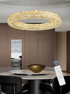 Dia 40" Modern Crystal Chandelier Light Fixtures Silver Luxury Chandeliers for Dining Room Round Hanging Pendant Lighting for Living Room Kitchen Entryway Bedroom