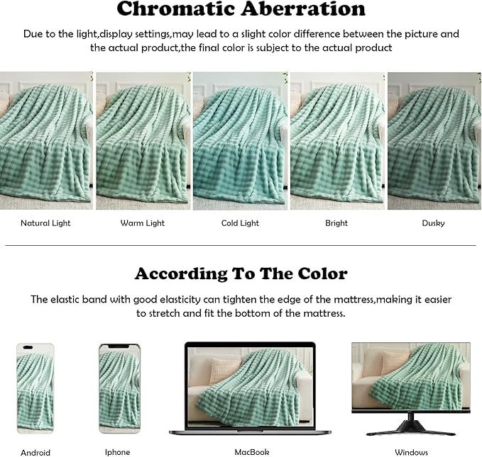 NEWCOSPLAY Faux Fur Throw Blanket Sage Green Bubble Blanket Thick Warm Soft for Couch Sofa Bed 550GSM (New Sage Green, Throw(50"x60"))