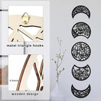 Jetec 5 Pcs Moon Phase Wall Art Decor Wall Pediments Hanging Wooden Moon Phase Spiritual Bedroom Nordic Boho Lunar Aesthetic Art for Living Room Dorm Apartment Bar Ornament(Dark Black,15.75 Inch)