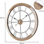 Wall Clock for Living Room Decor, 18'' Big Clock for Office, Rustic Wall Clocks Battery Operated, Distressed White Roman Numeral Clock, Round, Wood
