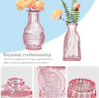 Glass Bud Vases Set of 32 - Pink Assorted Small Mini Glass Vases for Flowers, Crystal Vintage Vase Set, Bulk Centerpieces for Table Décor, Wedding, Home and Events (Pink, 32 Pcs)