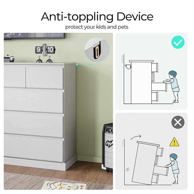 LINSY HOME 9 Drawer Dresser for Bedroom, 53" Wide Chest of Deep Drawers, Modern Farmhouse Wood Dressers with Storage, Large Drawer Organizer for Bedroom, Living Room, Handless Design, White