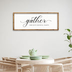 ZZJJHYWGQ Gather Here With Grateful Hearts Sign Rustic Farmhouse Wall Art 32"×12" For Dining Room kitchen Family Gathering Thanksgiving Decor Minimalist Large Wooden Framed Hanging Art (Wood)