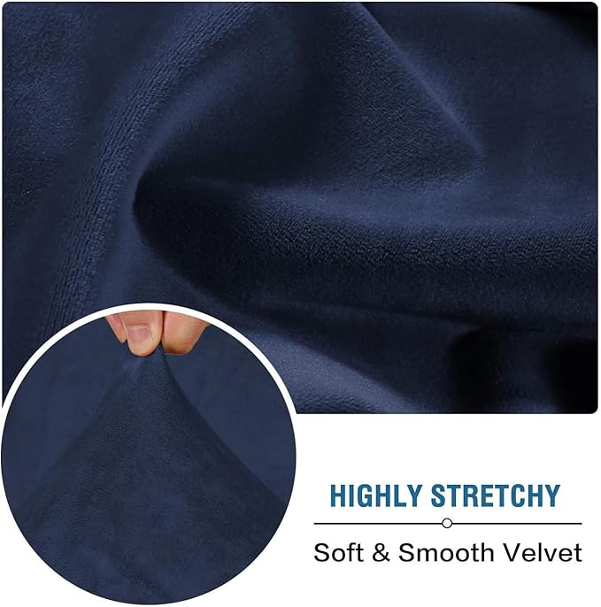 H.VERSAILTEX Velvet Stretch Individual Chaise Cover Sectional Couch Covers for L Shaped Sofa Both Left/Right Furniture Protector Seat Cushion Sofa Cover (1 Piece Chaise Cover, Navy)