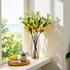 Artificial Lemon, 5pcs Lifelike Handmade Lemon Artificial Plant, 24 Inch Plastic Lemons， Simulated Fruit Flower, Artificial Fruit, Used for Homes, Offices, Festivals, Flowers, and Vases